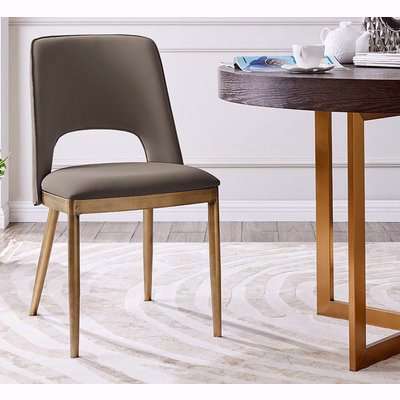 Malton Brass and Taupe Faux Leather Dining Chair (Pair)