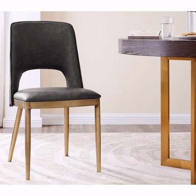 Malton Brass and Vintage Grey Faux Leather Dining Chair (Pair)