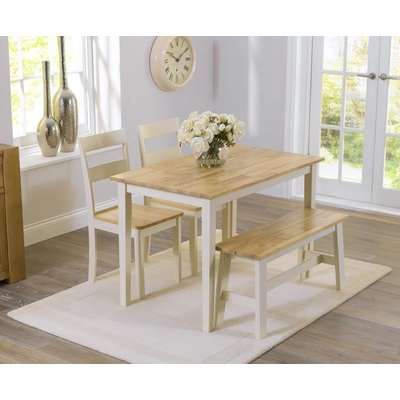 Mark Harris Chichester Oak and Grey 115cm Dining Set - 2 Chairs and 1 Bench