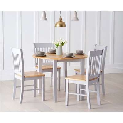 Mark Harris Genovia Oak and Grey Drop Leaf Extending Dining Table and 4 Chairs