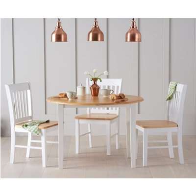 Mark Harris Genovia Oak and White Drop Leaf Extending Dining Table and 4 Chairs