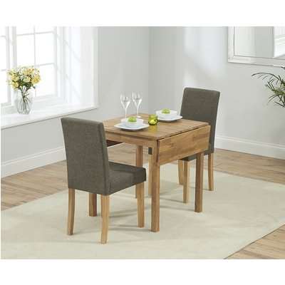 Mark Harris Promo Oak Square Drop Leaf Extending Dining Table and 2 Maiya Brown Chairs