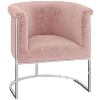 Martina Pink Velvet and Chrome Lounge Chair