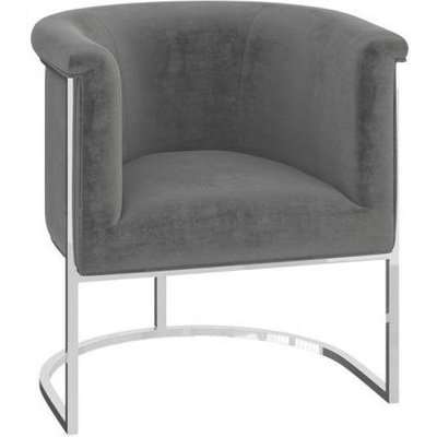 Martina Silver Grey Velvet and Chrome Lounge Chair