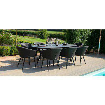 Maze Lounge Outdoor Ambition Charcoal Fabric 8 Seat Oval Dining Set