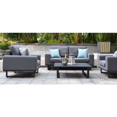 Maze Lounge Outdoor Ethos Flanelle Fabric 2 Seat Sofa Set with Coffee Table
