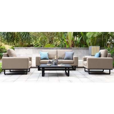 Maze Lounge Outdoor Ethos Taupe Fabric 2 Seat Sofa Set with Coffee Table