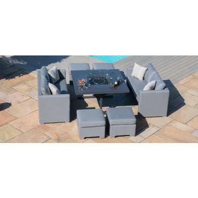 Maze Lounge Outdoor Fuzion Flanelle Fabric Cube Sofa Set with Fire Pit
