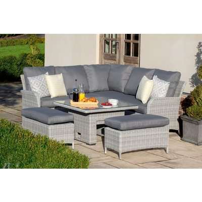Maze Rattan Ascot Square Corner Dining Set with Rising Table and Weatherproof Cushions