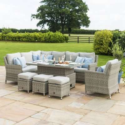 Maze Rattan Oxford Corner Dining Set with Armchair, Ice Bucket and Rising Table