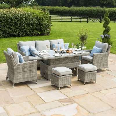 Maze Rattan Oxford Sofa Dining Set with Ice Bucket and Rising Table