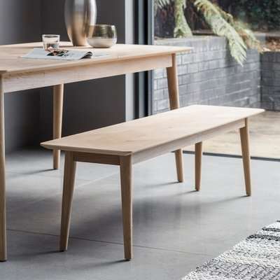 Gallery Milano Oak Extending Dining Table with 4 Finchley Grey Chairs and Bench