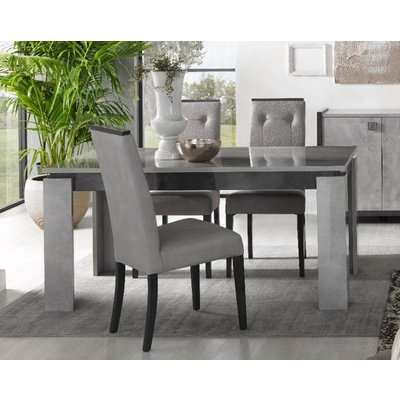 Milo Grey Marble Effect Pedestal Italian Extending Dining Table and 4 Chair