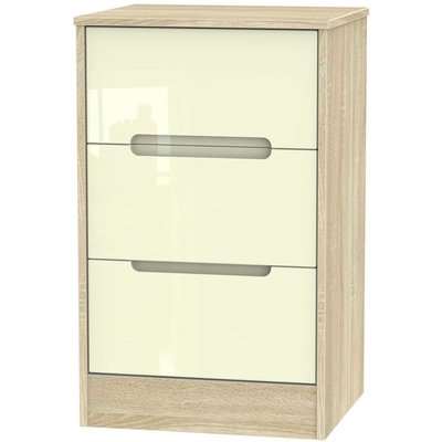 Monaco High Gloss Cream 2 Drawer Bedside Cabinet with Integrated Wireless Charging