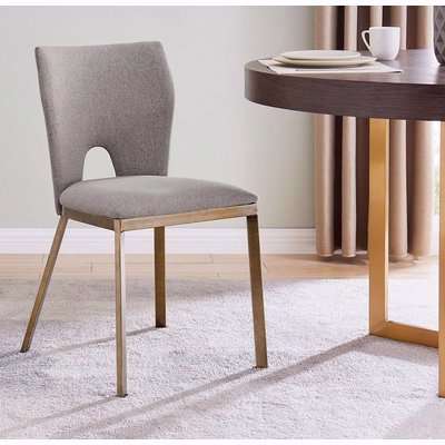 Neston Brass and Beige Linen Fabric Dining Chair (Pair)