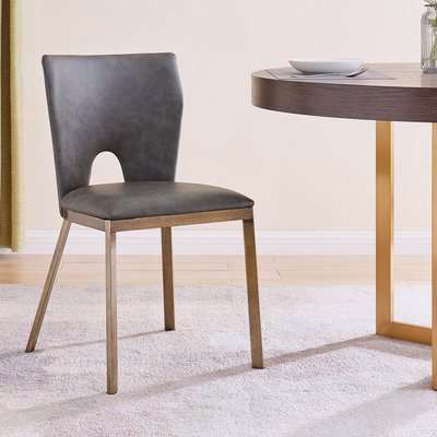 Neston Brass and Vintage Grey Faux Leather Dining Chair (Pair)