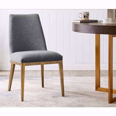 Penrith Brass and Grey Linen Fabric Dining Chair (Pair)