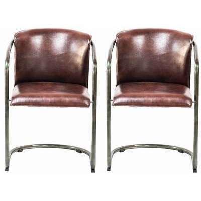 Industrial Leather Dining Armchair (Pair)