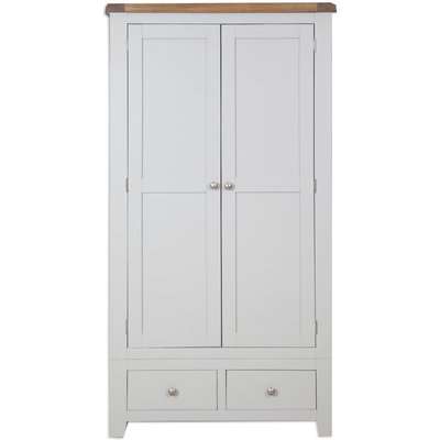 Perth Oak and Grey Painted Wardrobe - 2 Door 2 Drawer