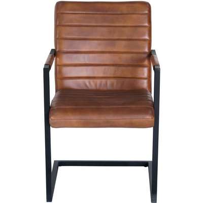 Quinn Genuine Leather Carver Dining Chair - Vintage Brown