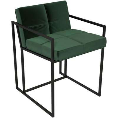 Regents Deep Green Velvet Chair with Black Metal Frame