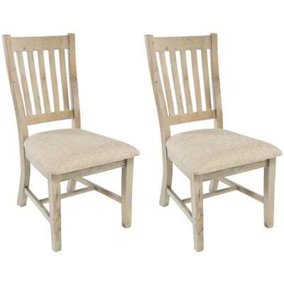Rowico Saltash Slatted Dining Chair with Neutral Seat Pad (Pair) - Reclaimed Pine