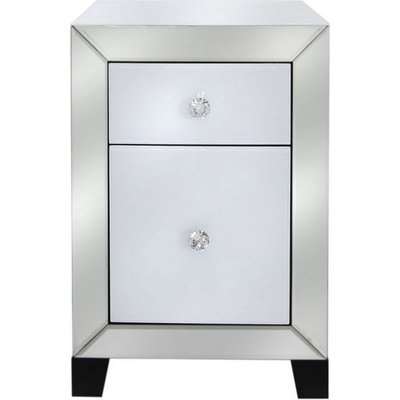 Salerno White and Clear Mirrored Chest of Drawer - 4 Drawer
