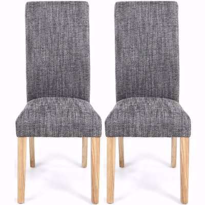 Shankar Karta Tweed Grey Scroll Back Fabric Accent Dining Chair (Pair)