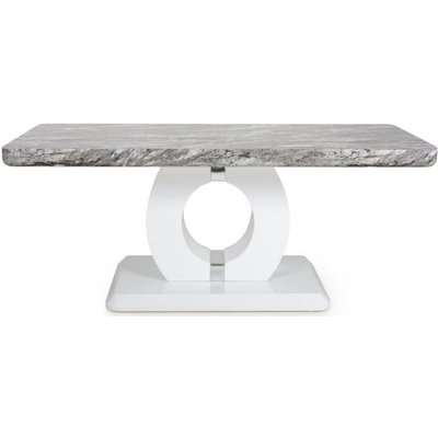 Shankar Neptuni Grey and White High Gloss Marble Effect Top Coffee Table