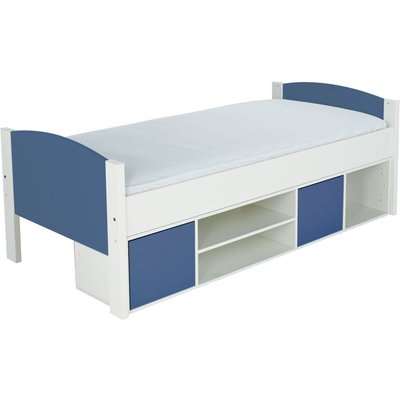 Stompa Storage Cabin Bed with Blue Headboard and Door