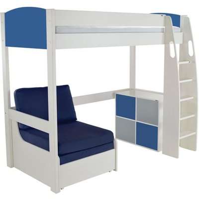 Stompa Blue High Sleeper Including Blue Chair Bed with 1 Cube Unit