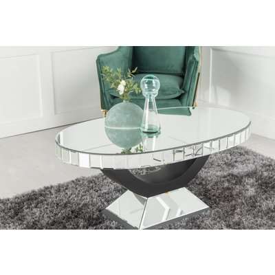 Urban Deco Crystal Mirrored Oval Coffee Table