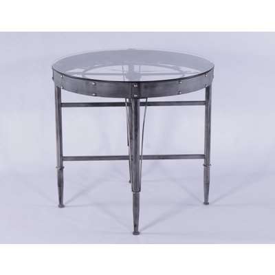 Urban Deco Black Metal and Glass Round Clock Table