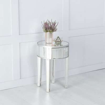 Elysee Mirrored 1 Drawer Bedside Table with Champagne Trim