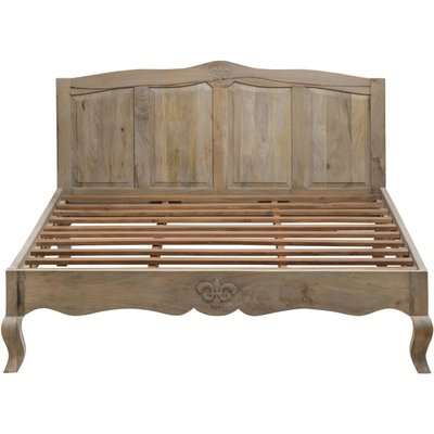 Urban Deco Fleur French Style Rustic Mango Wood Grey 4ft 6in Double Bed
