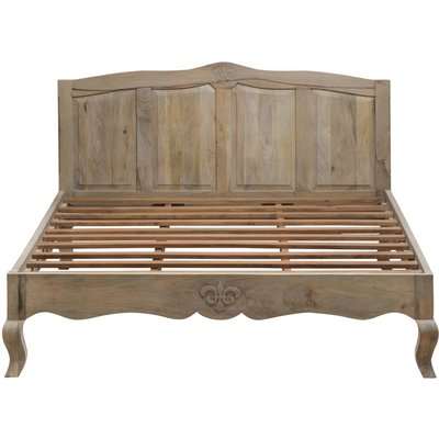 Urban Deco Fleur French Style Rustic Mango Wood Grey 5ft King Size Bed