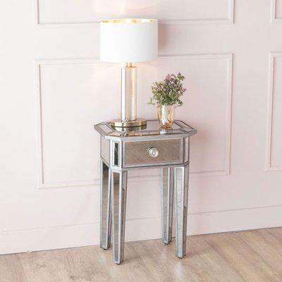 Urban Deco Gatsby Aged Mirrored 1 Drawer Bedside Table