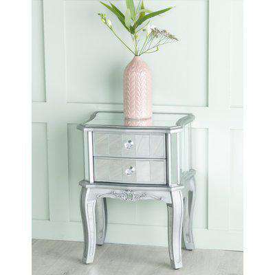 Urban Deco Tiffany French Mirrored 2 Drawer Bedside Table