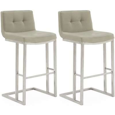 Vida Living Elstra Taupe Faux Leather Barstool (Pair)