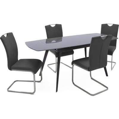 Vida Living Sabina 120cm-180cm Grey Glass Extending Dining Table and Chairs