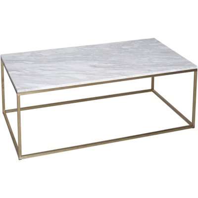 Westminster White Marble and Brass Rectangular Coffee Table
