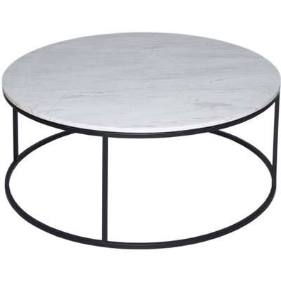 Westminster White Marble and Black Round Coffee Table