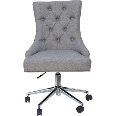 Winged Button Back Light Grey Fabric Office Chair