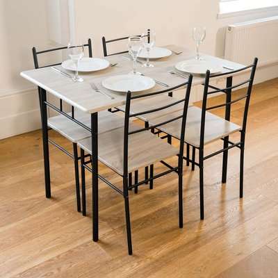 Cecilia 5 Piece Table & Chair Set - Charcoal