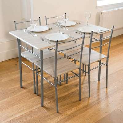 Cecilia 5 Piece Table & Chair Set - Chrome