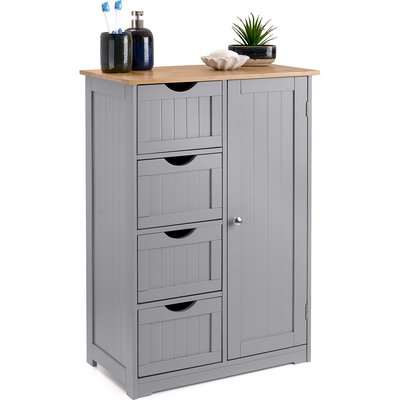 Grey & Bamboo 4 Drawer Cabinet