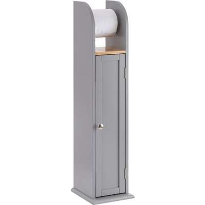 Grey & Bamboo Toilet Roll Cabinet