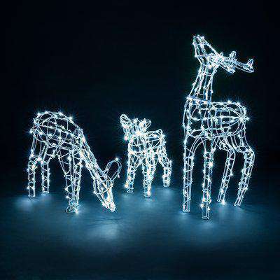 White Wire Light Up Reindeer Family