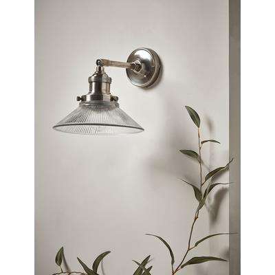 Antique Fluted Glass Wall Light - Silver