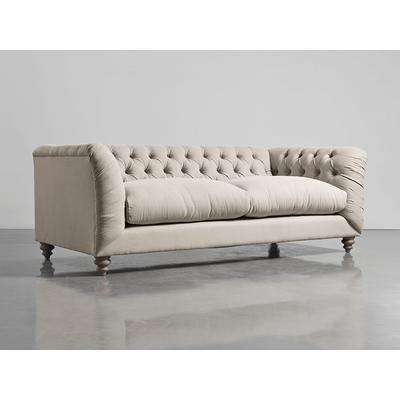Dora Buttoned Four Seater Sofa - Birch Linen Cotton Blend